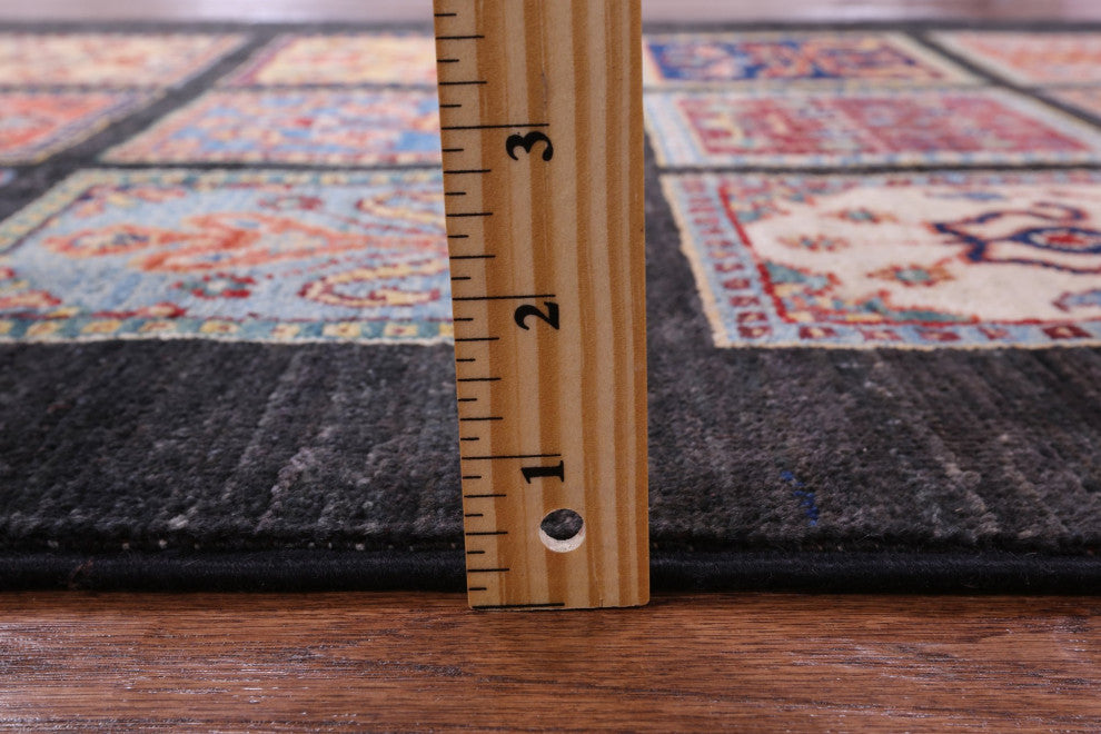 2' 7" X 6' 7" Hand Knotted Persian Garden Design Black Runner Rug Q10686