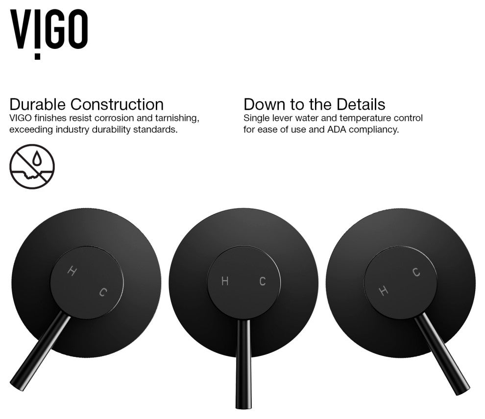 VIGO Olus 5" H Single Handle Wall Mount Bathroom Faucet, Matte Black