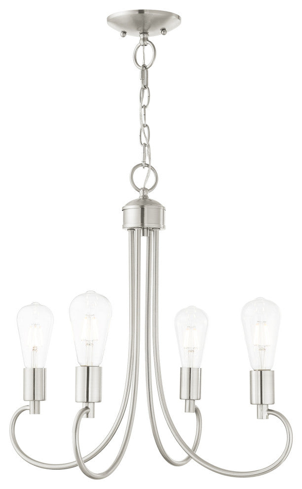 Livex Lighting Bari 4 Light Brushed Nickel Small Chandelier
