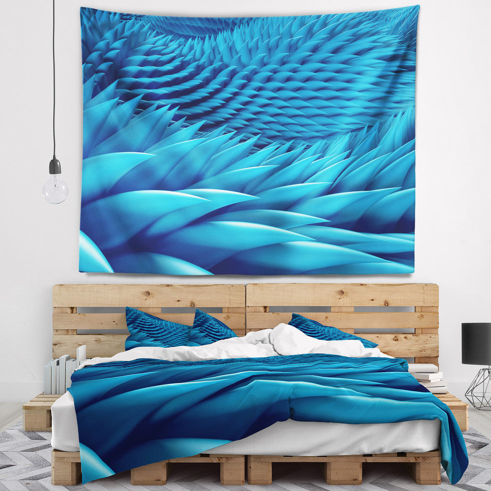 Abstract Blue Wavy Background Abstract Wall Tapestry, 80"x68"