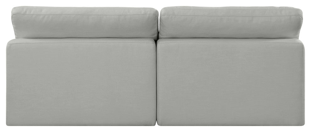 Comfy Upholstered Modular Sofa, Grey, 2-Piece: 2 Armless Chair, Linen Textured Fabric