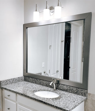 Pendleton Framed Wall Mirror, Satin Nickel, 28" X 36"