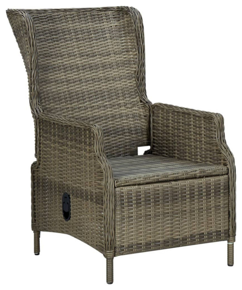 vidaXL Outdoor Recliner Chair Lounge Chair with Cushions Poly Rattan Brown