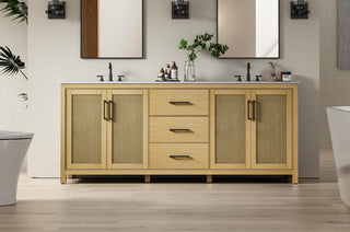 Home Living 84" Double Bathroom Vanity, Linen Oak
