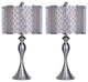 27" Brushed Nickel Table Lamp With Quatrefoil Brushed Nickel Shades, Set of 2