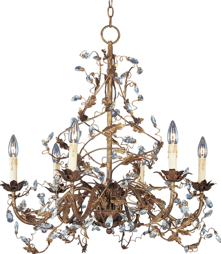 Elegante 6-Light Chandelier, Etruscan Gold
