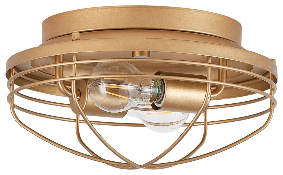 Vintage Retro Charm 2-Light Metal Frame Flush Mount Ceiling Lamp