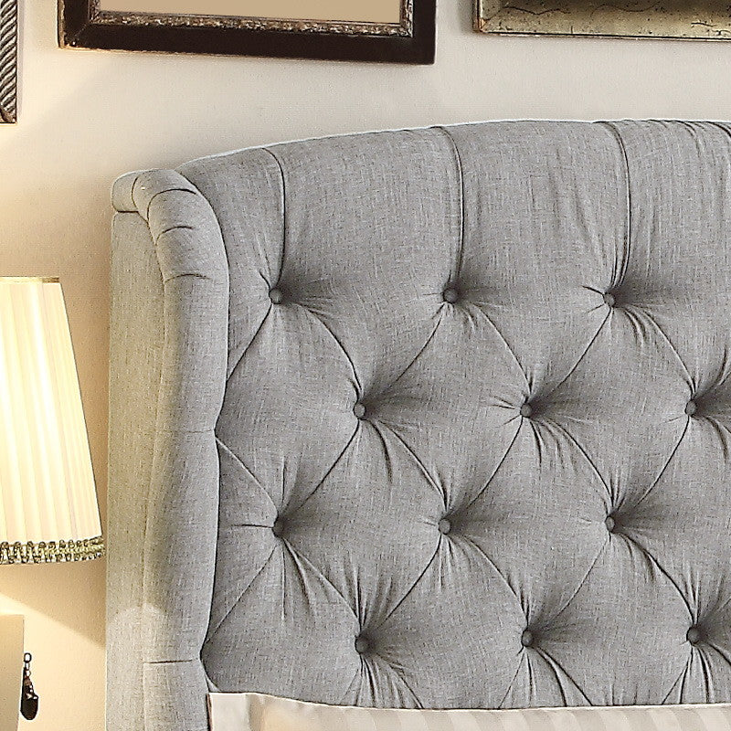 Felisa Upholstered Panel Bed, Gray, King