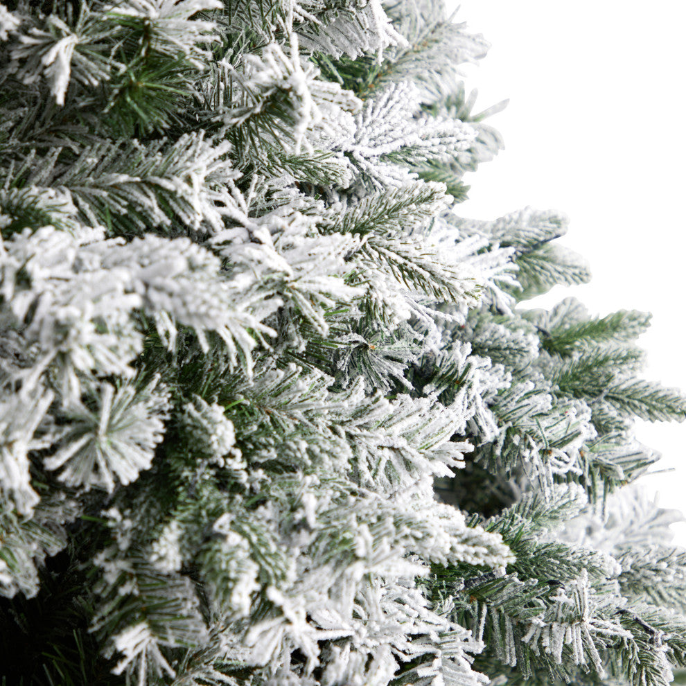 10' Flocked Vermont Mixed Pine Artificial Christmas Tree With 800 LED Lights