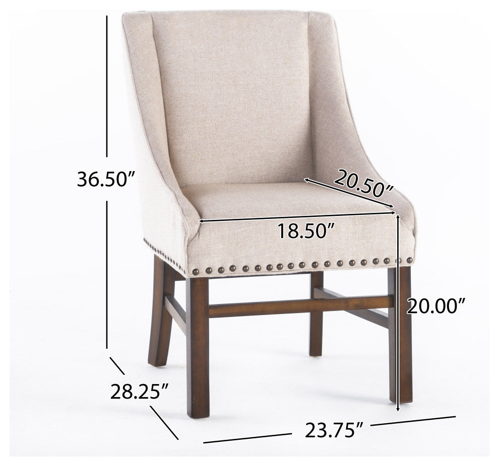 GDF Studio Claudia Contemporary Upholstered Dining Chairs, Set of 2, Natural/Brown