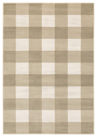 Garson Geometric Squares Area Rug, Beige, 5'3"x7'3"