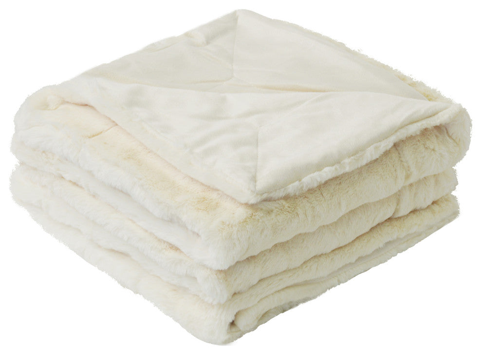 Solid Faux Fur Couch Throw Blanket, White