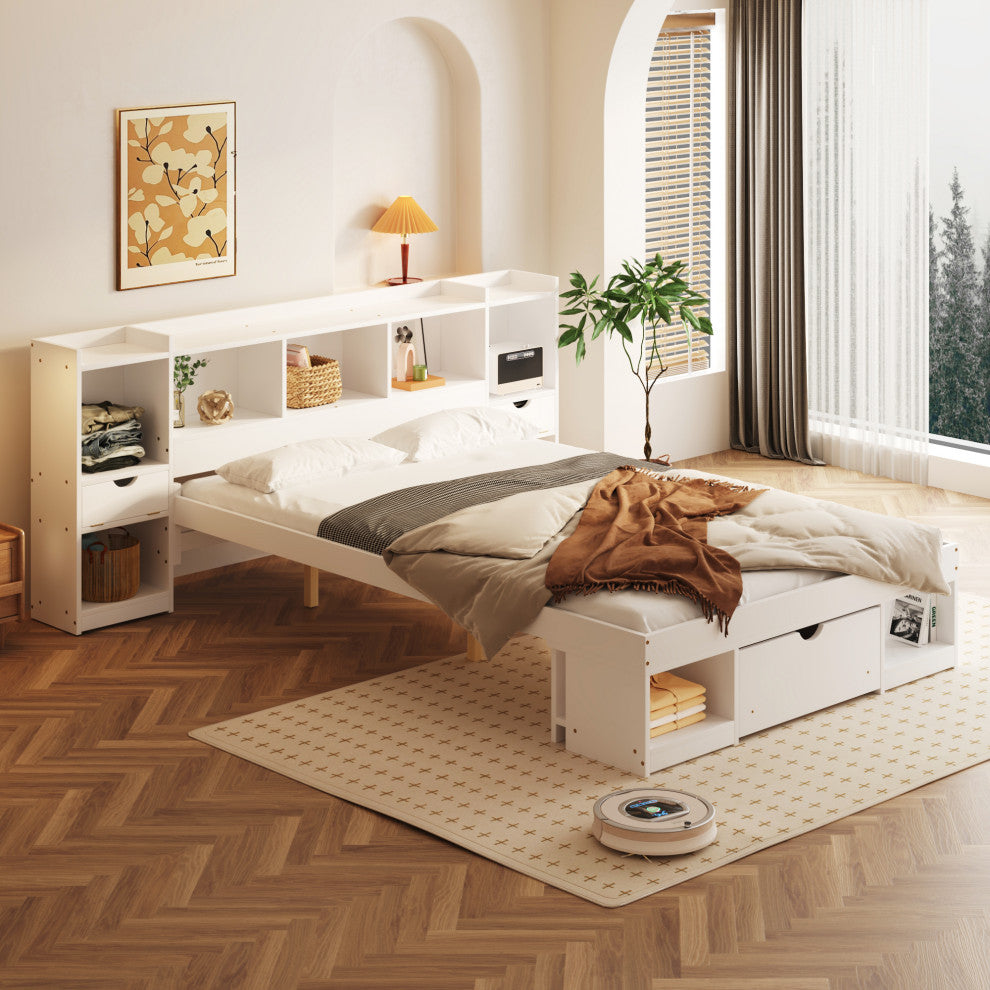 Gewnee Queen Size Wood Platform Bed