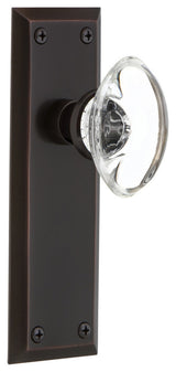 New York Plate Passage Oval Clear Crystal Glass Knob, Timeless Bronze