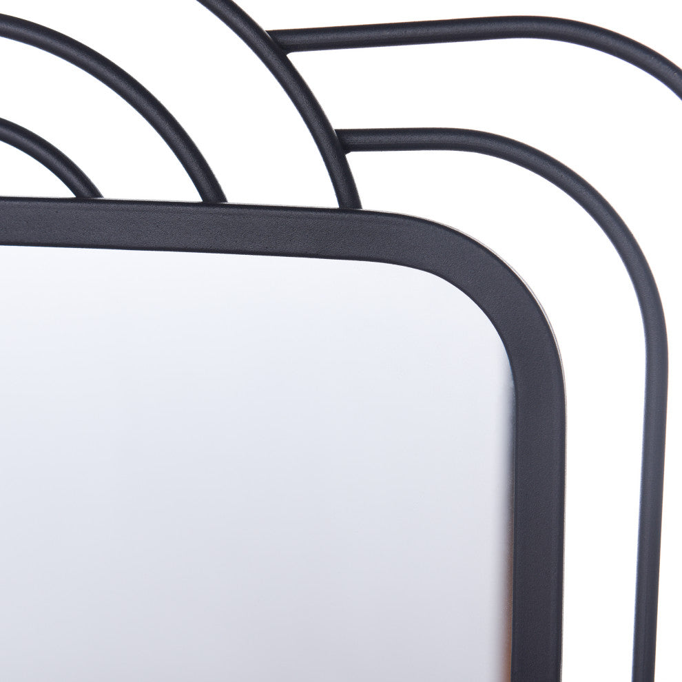 Gemma - Mid-Century Modern Metal Wall Mirror - Matte Black Finish