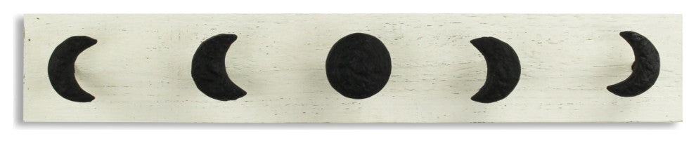 White and Black Moon Phase Five Hook Coat Hanger