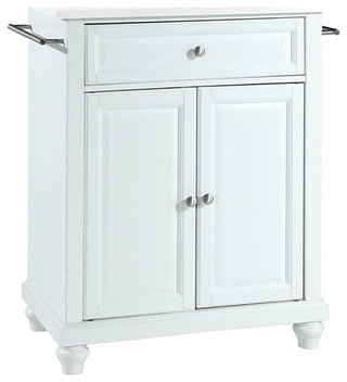 Pemberly Row Wood/Steel Portable Kitchen Island in White/Chrome