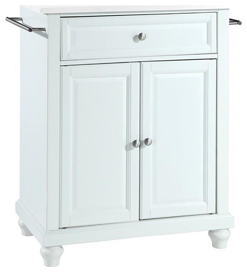 Pemberly Row Wood/Steel Portable Kitchen Island in White/Chrome