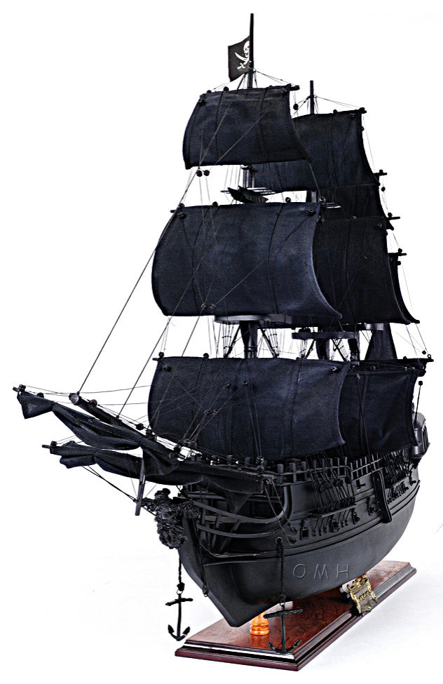 Old Modern Handicrafts T295B Black Pearl Pirate Ship Large Floor Display Case