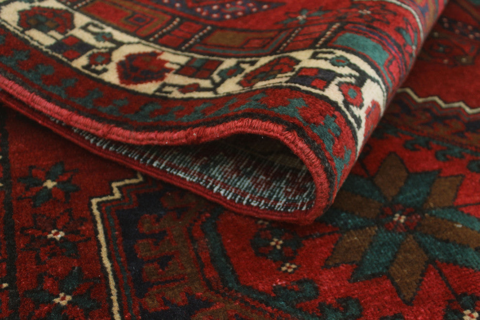 Fine Vintage Distressed Ananda Red/Ivory Runner, 3'4x10'10