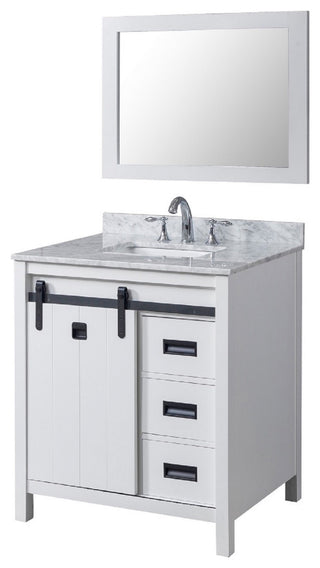 32" Davinci Bath Vanity, White and Mirror
