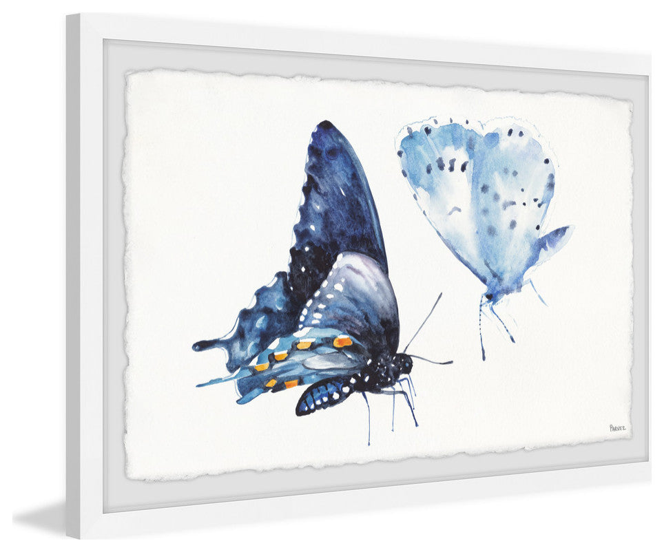 "Magical Blue Butterflies" Framed Painting Print, 18"x12"