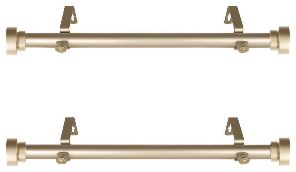 1" dia. Side Curtain Rod 12-20" Long, Set of 2, Light Gold