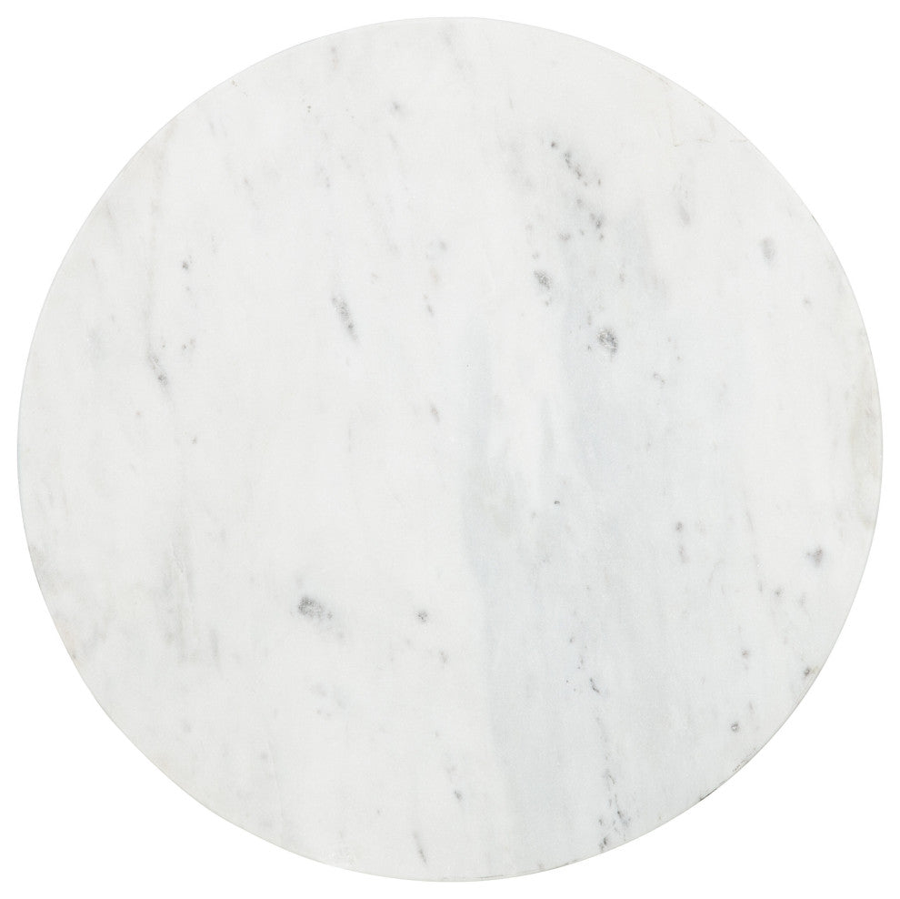 Tira Round Side Table, Pewter/White 14x14x24