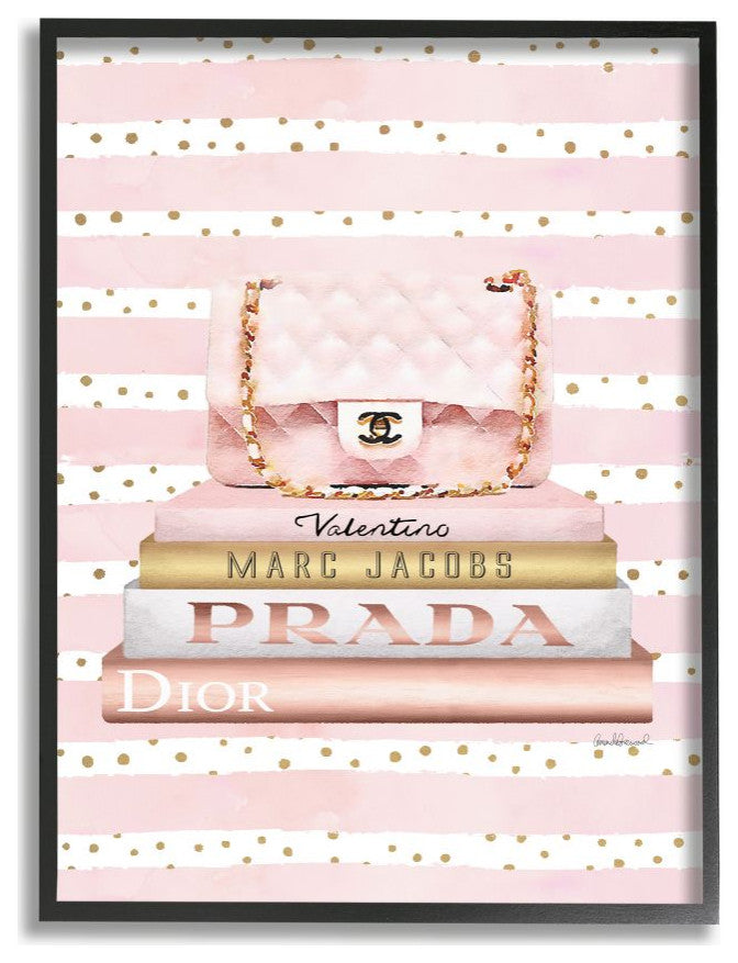 Pink Designer Bag on Fashion Bookstack over Pattern16x20