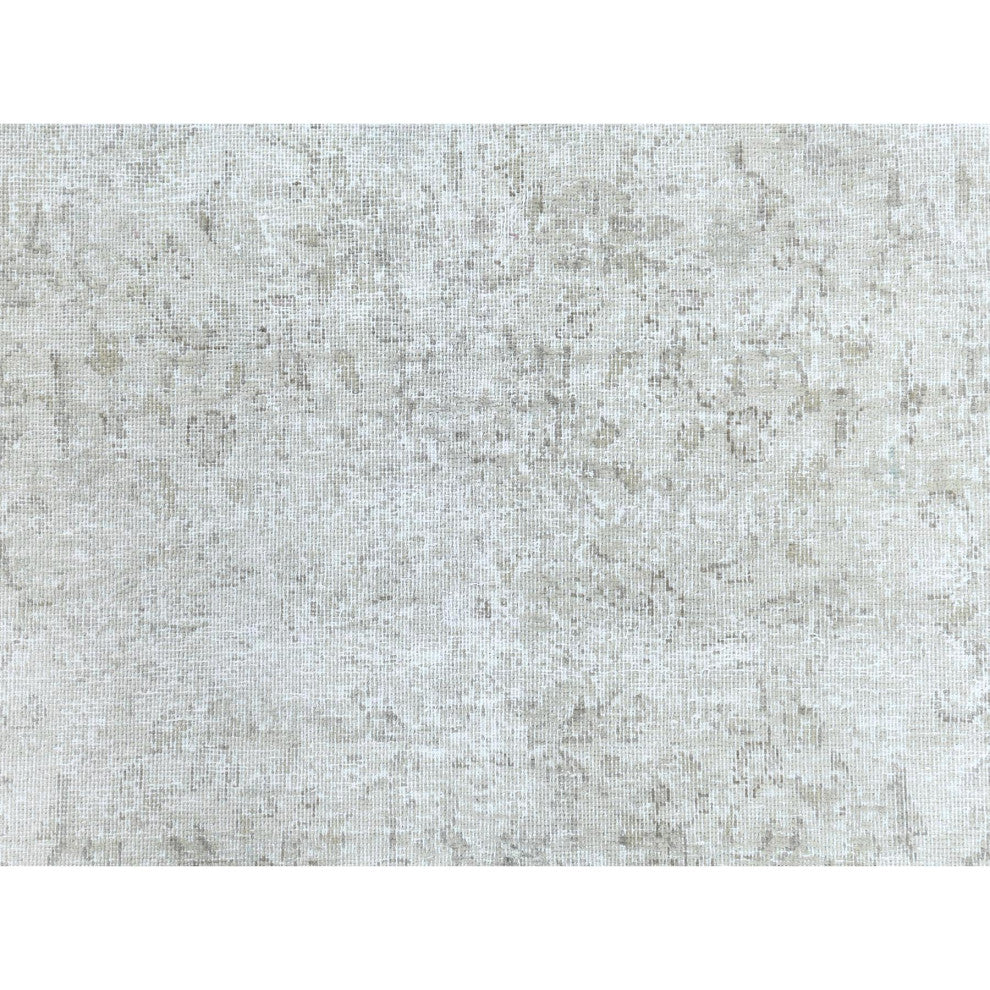 Beige, Vintage Persian Kerman, Worn Wool, Hand Knotted, Rug, 7'6" x 12'10"