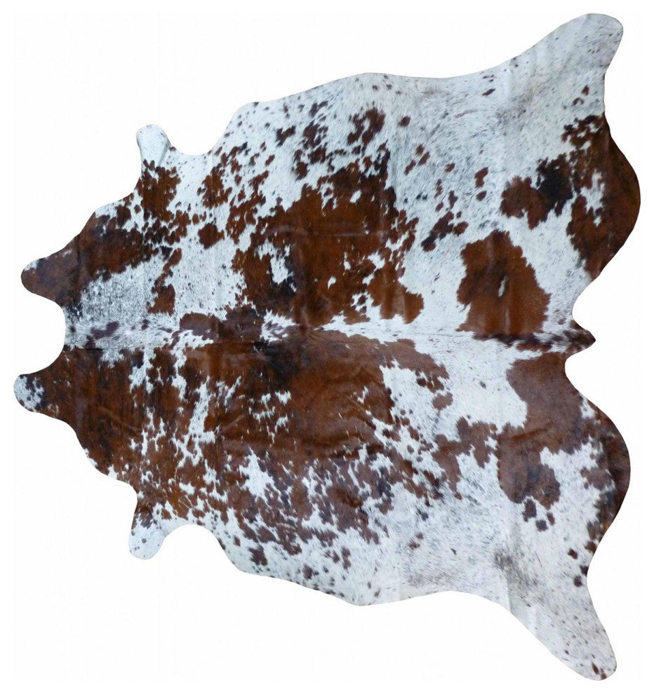 6.5 Ft Brown and White Brindled Cowhide Rug
