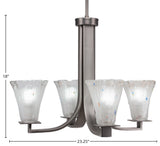 Apollo 4-Light Chandelier, Graphite/Fluted Frosted Crystal