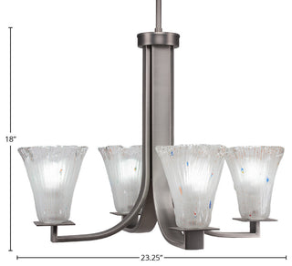 Apollo 4-Light Chandelier, Graphite/Fluted Frosted Crystal