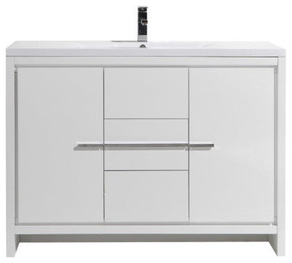 MOD 48" Free Standing Modern Bathroom Vanity, High Gloss White