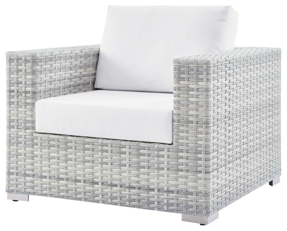 Lounge Sectional Sofa Chair Set, Rattan, Wicker, Gray White, Outdoor