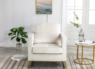 Adadon Velvet Upholstered Armchair - Cream