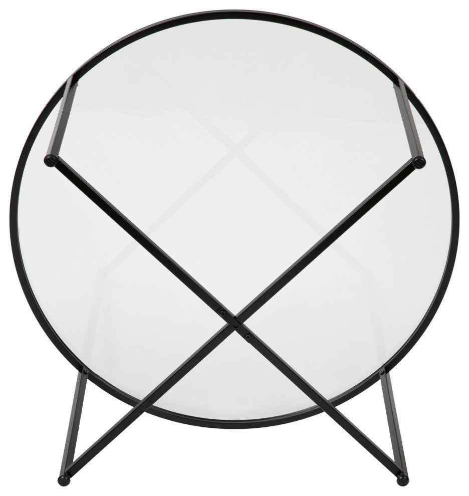 Coffee and End Table Set 3 Piece Occasional Table Set, Clear and Matte Black