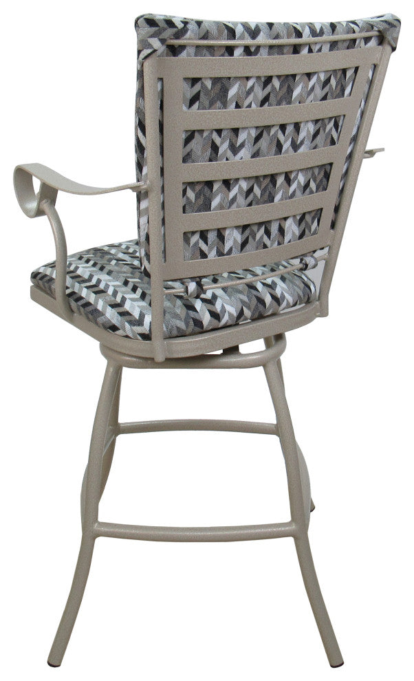 Outdoor/Indoor Jenna Bar Stool Beige Back Pad, Simi Soft Gray, Beige, 26"