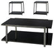 Benzara BM190125 Metal Framed Table Set Glass Top & Lower Shelf, Set of 3, Black