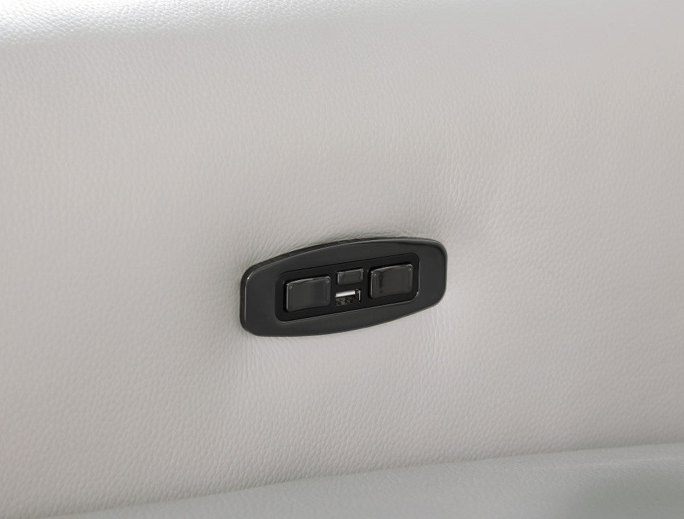 GIOVANNI 8-Piece, 4-Power Reclining Italian Leather Sectional, Light Gray