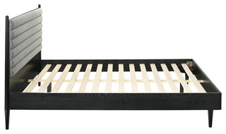 Armen Living Artemio King Platform Wood Bed Frame with Slim Track Arms in Black