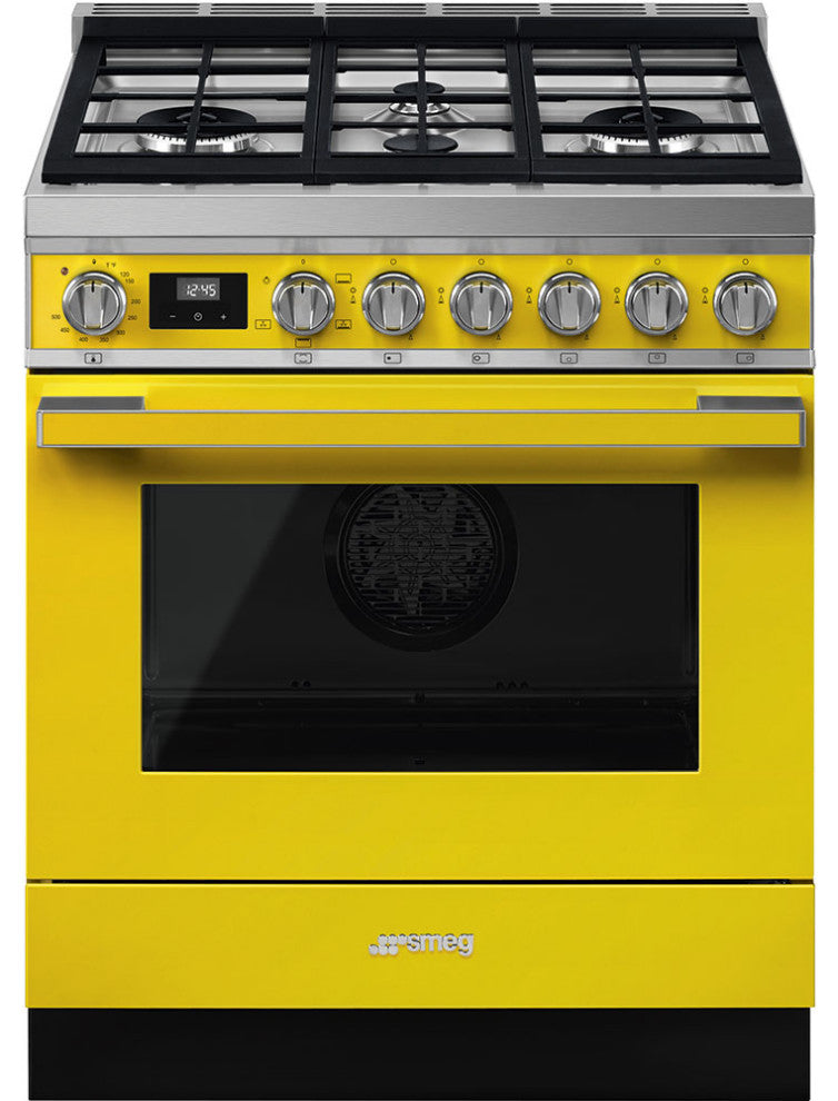 Portofino Pro-Style Gas Range with 4 Gas Burners, 30-Inch, Yellow