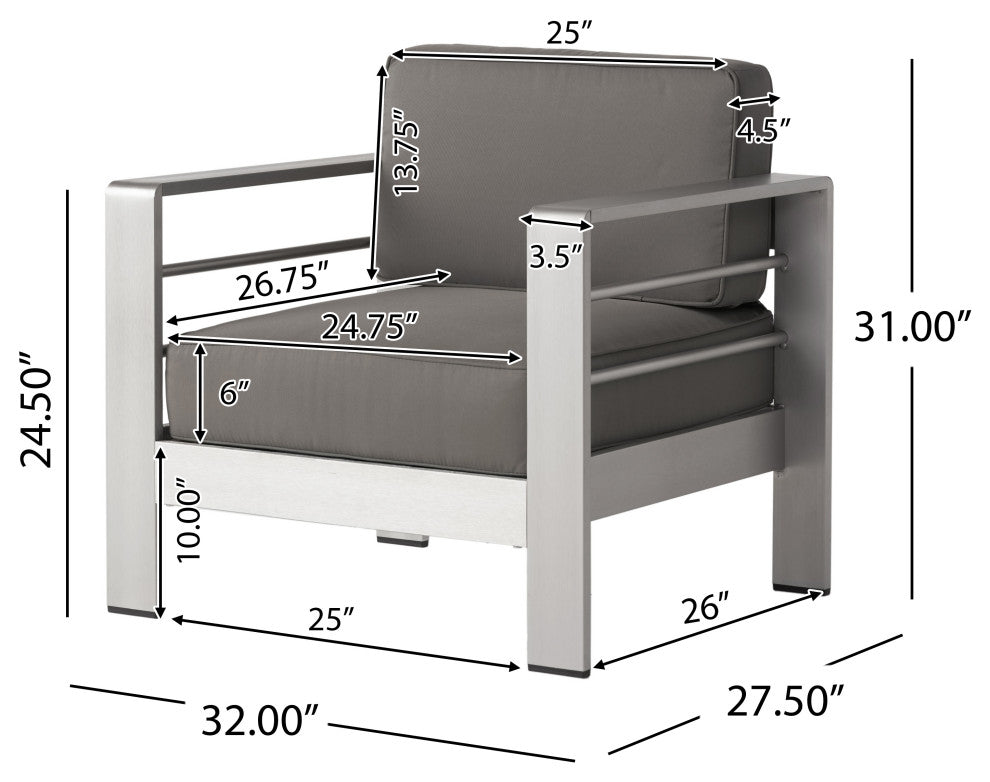 4-Piece Outdoor Aluminum Fire Table Sofa Set
