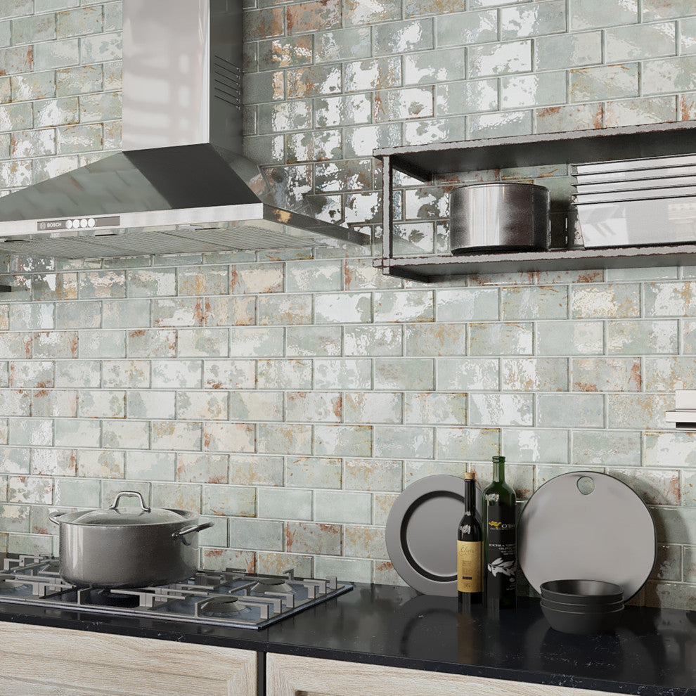 Biarritz Ceramic Wall Tile, Green