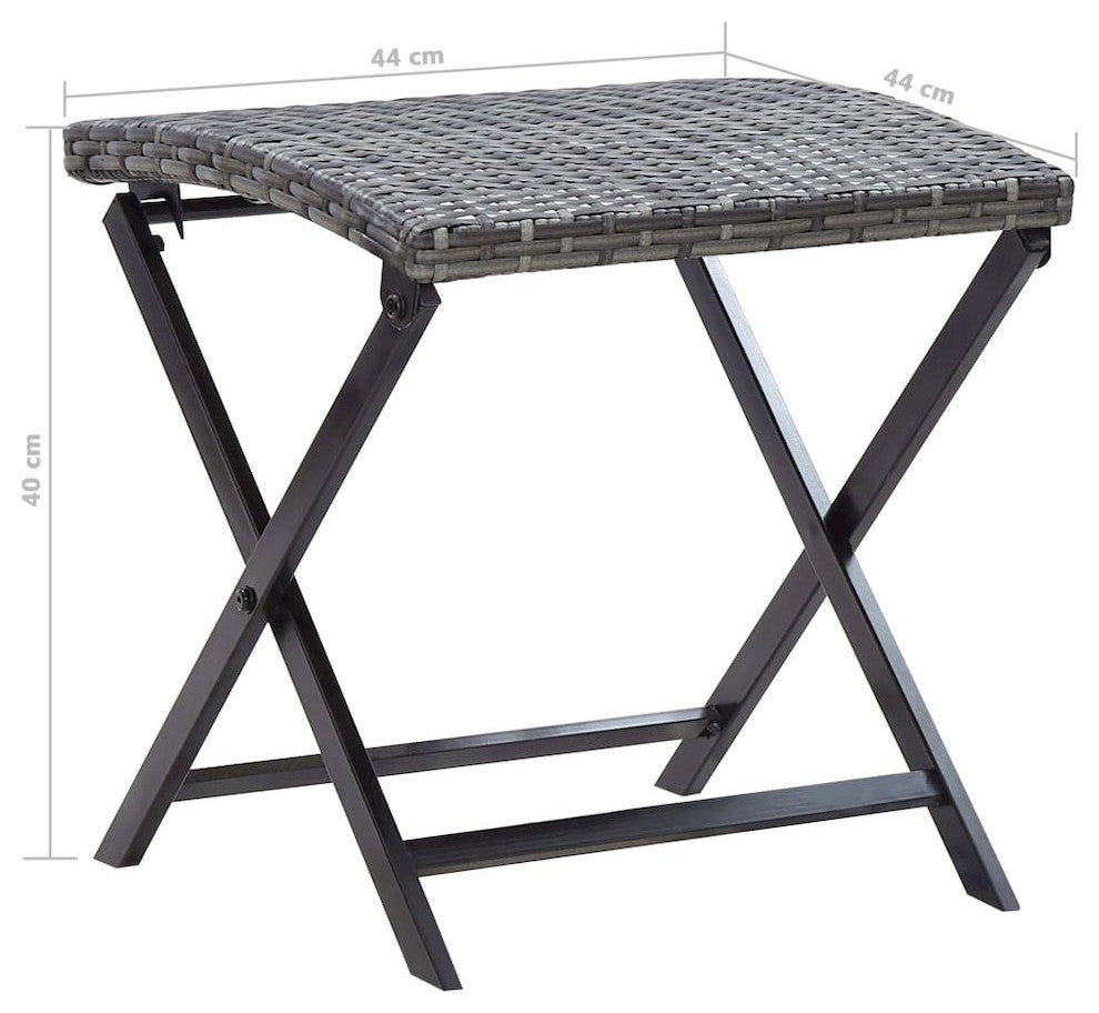 Folding Stool Poly Rattan Gray