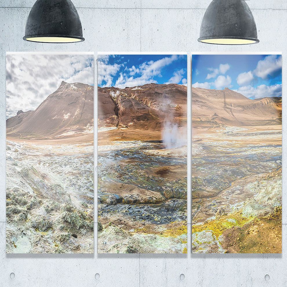 "Sulfur and Steam Namafjall Iceland" Metal Wall Art, 3 Panels, 36"x28"