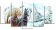 "Painted Scene With Horses in Winter" Landscape Wall Art, 5 Panels, 60"x32"