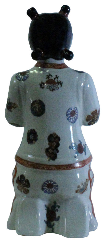 Oriental Vintage Ceramic Kneeling Lady Holding Dish Figure