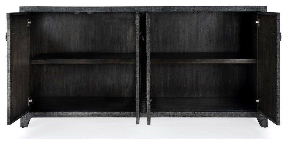 Bar Harbor Raffia 4 Door 70 Sideboard, Charcoal