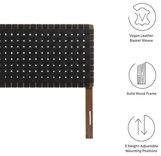 Sparta Weave Vegan Leather Queen Headboard, Walnut Black